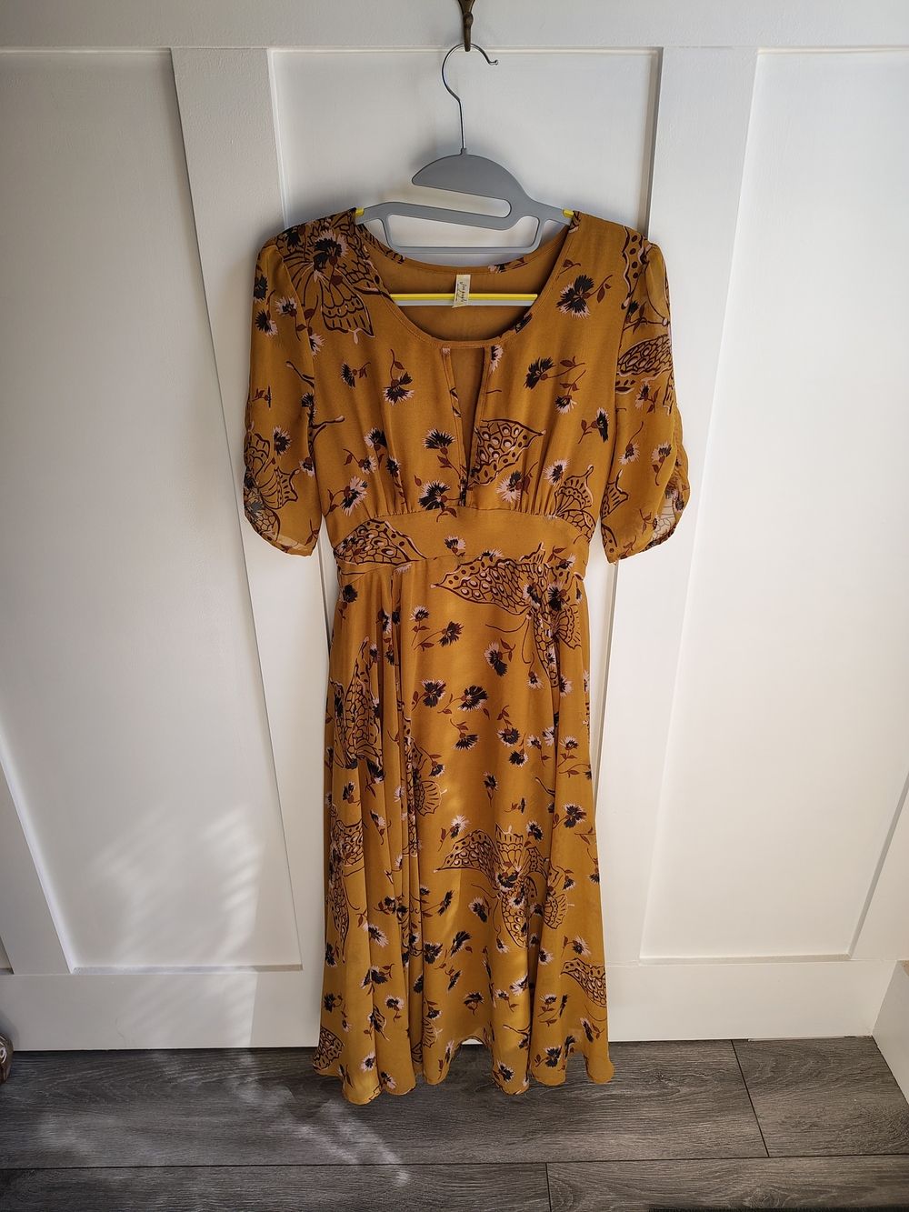 Free People Mustard Floral Midi Dress